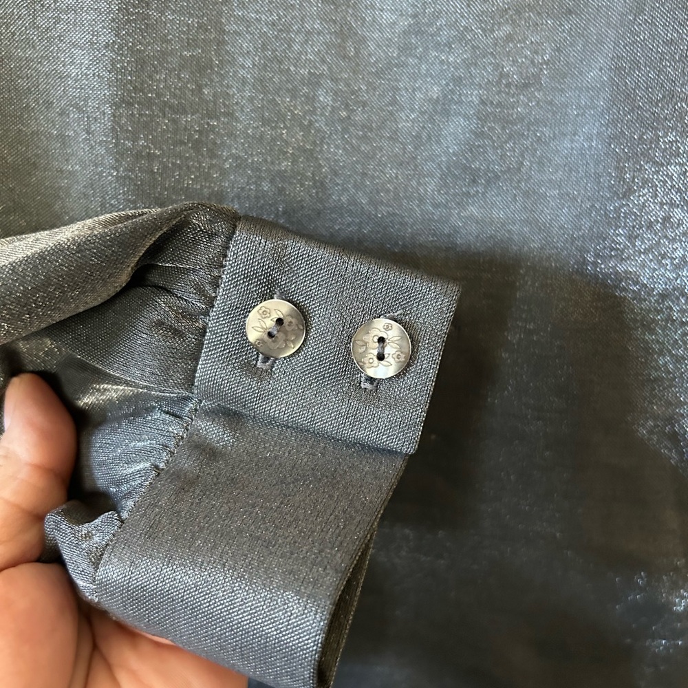 Red House Vintage Style Gray blouse with laced scalloped collar.Size 38 (Sm.4/6) - Picture 7 of 10